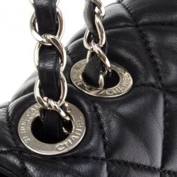 Pre Owned Chanel Black Lambskin Quilted Coco Rain Flap Bag