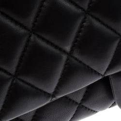 Pre Owned Chanel Black Lambskin Quilted Coco Rain Flap Bag