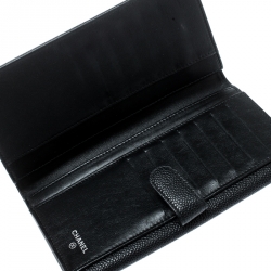 مملوكة مسبقًا  محفظة شانيل طية مزدوجة CC جلد كافيار سوداء