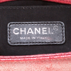 Pre Owned Chanel Red Leather Small Boy Flap Bag