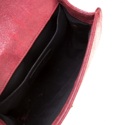 Pre Owned Chanel Red Leather Small Boy Flap Bag