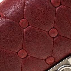 Pre Owned Chanel Red Leather Small Boy Flap Bag