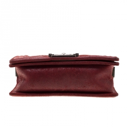 Pre Owned Chanel Red Leather Small Boy Flap Bag