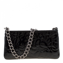 Chanel Metallic Camellia Embossed Leather Mini Pochette Bag