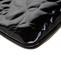 Pre Owned حقيبة يد صغيرة شانيل جلد لامع نقش كاميليا سوداء