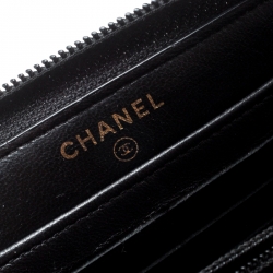 Chanel Black Quilted Leather Boy Zip Around Wallet