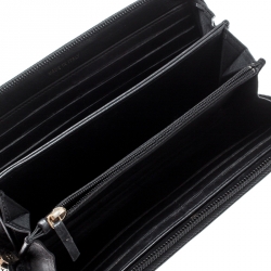 Chanel Black Quilted Leather Boy Zip Around Wallet