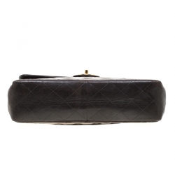 Pre Owned Chanel Black Leather Jumbo Classic Single Flap Bag