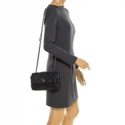 Pre Owned Chanel Black Quilted Leather Classic Single Flap Bag