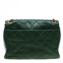 مملوكة مسبقًا حقيبة شانيل قلاب كوزموز متوسطة جلد مبطنة خضراء