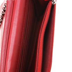 Chanel Red Quilted Leather Wallet On Chain