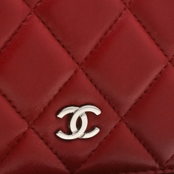 Chanel Red Quilted Leather Wallet On Chain