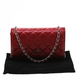Chanel Red Quilted Leather Wallet On Chain