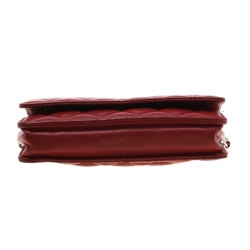 Chanel Red Quilted Leather Wallet On Chain
