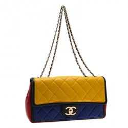 Chanel Multicolor Quilted Leather Medium Graphic Flap Bag