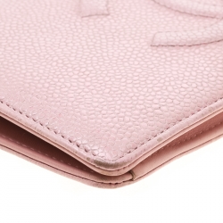 Chanel Blush Pink Caviar Leather CC L Yen Wallet