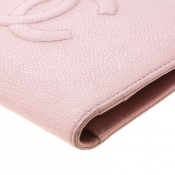 Chanel Blush Pink Caviar Leather CC L Yen Wallet