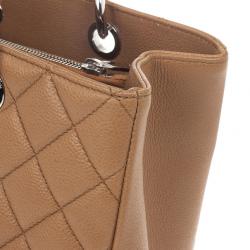 Pre Owned Chanel Camel Beige Caviar Grand Shopper Tote GST Bag