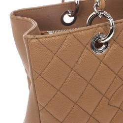 Pre Owned Chanel Camel Beige Caviar Grand Shopper Tote GST Bag