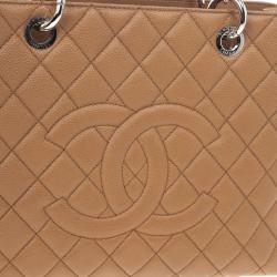 Pre Owned Chanel Camel Beige Caviar Grand Shopper Tote GST Bag