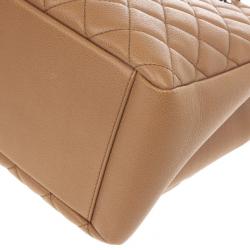 Pre Owned Chanel Camel Beige Caviar Grand Shopper Tote GST Bag