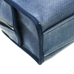 Pre Owned Chanel Blue Denim Deauville Bowling Bag