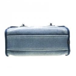Pre Owned Chanel Blue Denim Deauville Bowling Bag