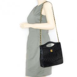 Pre Owned Chanel Vintage Black Quilted Leather 2 Way Shoulder Hand Bag