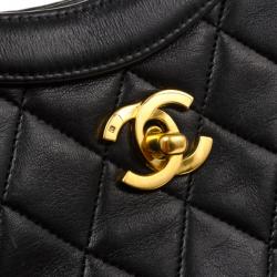 Pre Owned Chanel Vintage Black Quilted Leather 2 Way Shoulder Hand Bag