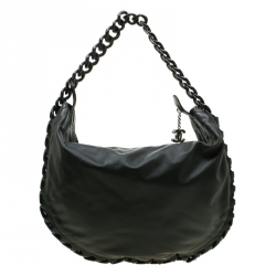 Pre Owned Chanel Black Leather Modern Chain Hobo