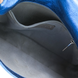 مملوكة مسبقًا Chanel Blue Metallic Leather Modern Chain Flap Shoulder Bag