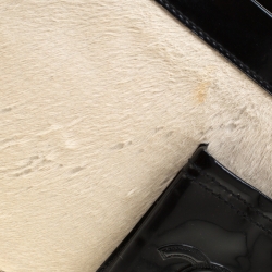 مملوكة مسبقًا Chanel Black/Off White Pony Hair and Patent Leather Chain Tote