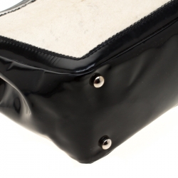 مملوكة مسبقًا Chanel Black/Off White Pony Hair and Patent Leather Chain Tote
