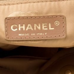 Pre Owned حقيبة يد شانيل غرزة عريضة جلد مبطنة بنية فاتحة