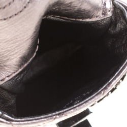 Pre Owned Chanel Grey Metallic Quilted Leather Reissue Phone Holder Crossbody Bag