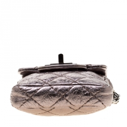 Pre Owned Chanel Grey Metallic Quilted Leather Reissue Phone Holder Crossbody Bag