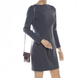 Pre Owned Chanel Grey Metallic Quilted Leather Reissue Phone Holder Crossbody Bag