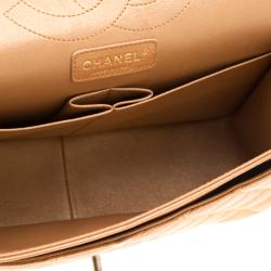 Pre Owned Chanel Gold Metallic Quilted Leather Jumbo Classic Double Flap Bag