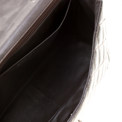 Pre Owned Chanel Dark Brown Quilted Patent Leather Jumbo Classic Single Flap Bag