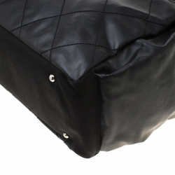 مملوكة مسبقًا حقيبة شانيل باريس بياريتز كانفاس نمط مبطن مبطن أسود كبيرة