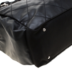 مملوكة مسبقًا حقيبة شانيل باريس بياريتز كانفاس نمط مبطن مبطن أسود كبيرة