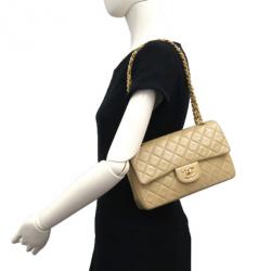 Pre Owned Chanel Beige Lambskin Small Flap  