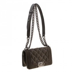 مملوكة مسبقًا حقيبة شانيل قلاب بوي صغيرة قطيفة مبطنة مبطنة خضراء داكنة