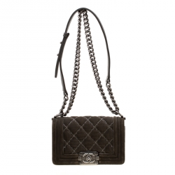 مملوكة مسبقًا حقيبة شانيل قلاب بوي صغيرة قطيفة مبطنة مبطنة خضراء داكنة