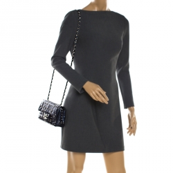 مملوكة مسبقًا Chanel Navy Blue Studded Leather Mini Airline Single Flap Bag