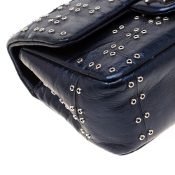 مملوكة مسبقًا Chanel Navy Blue Studded Leather Mini Airline Single Flap Bag