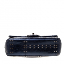 مملوكة مسبقًا Chanel Navy Blue Studded Leather Mini Airline Single Flap Bag