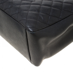 Pre Owned Chanel Black Quilted Caviar Leather Grand Shopper Tote