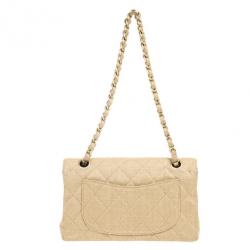 مملوكة مسبقًا Chanel Beige Quilted Rafia Small Classic Double Flap Bag