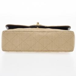 مملوكة مسبقًا Chanel Beige Quilted Rafia Small Classic Double Flap Bag